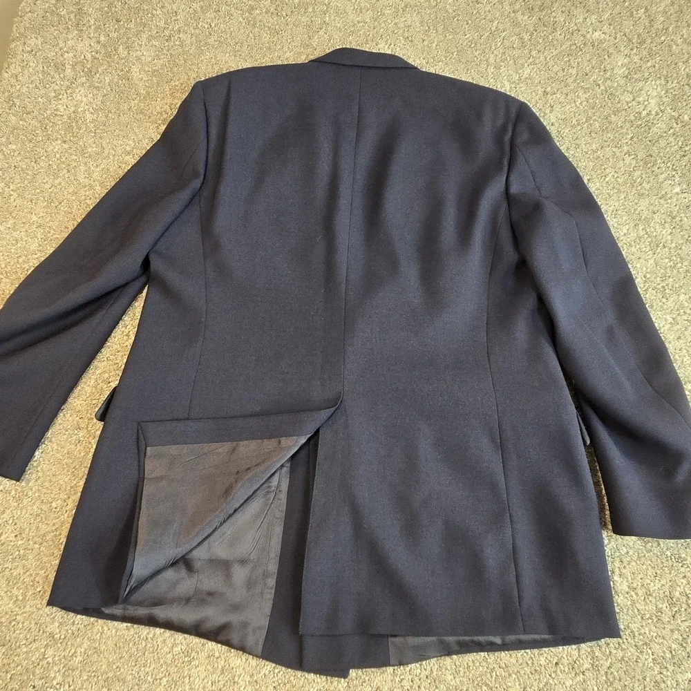 Stafford Blazer Men 44L Navy Blue Gold Button Double Breasted Sports Coat Jacket - Picture 10 of 10